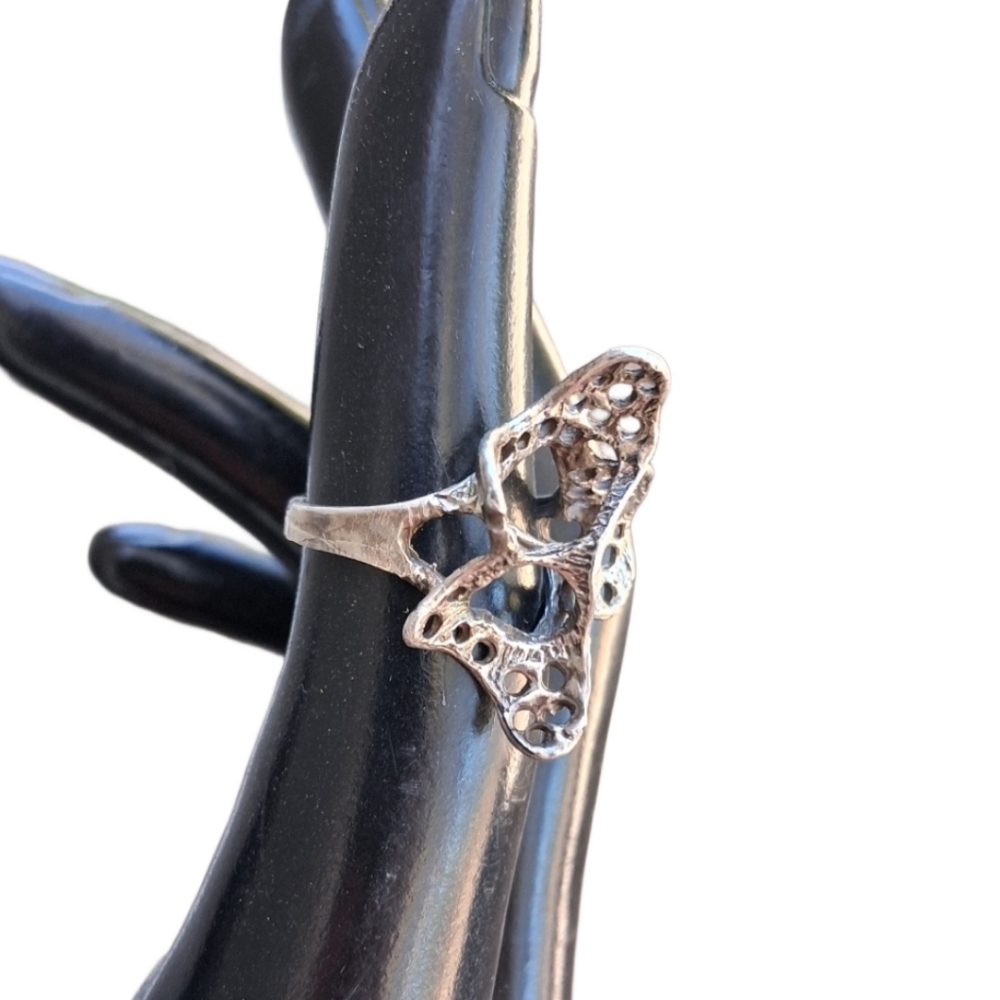 Brutalist Sterling Silver Openwork Statement Ring… - image 2